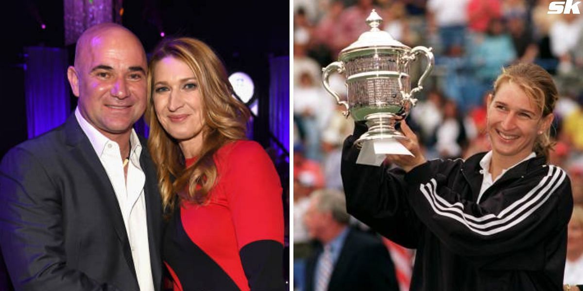 Andre Agassi with Steffi Graf (L) &amp; Graf with her US Open trophy in 1995 (Image Source: Getty Images)