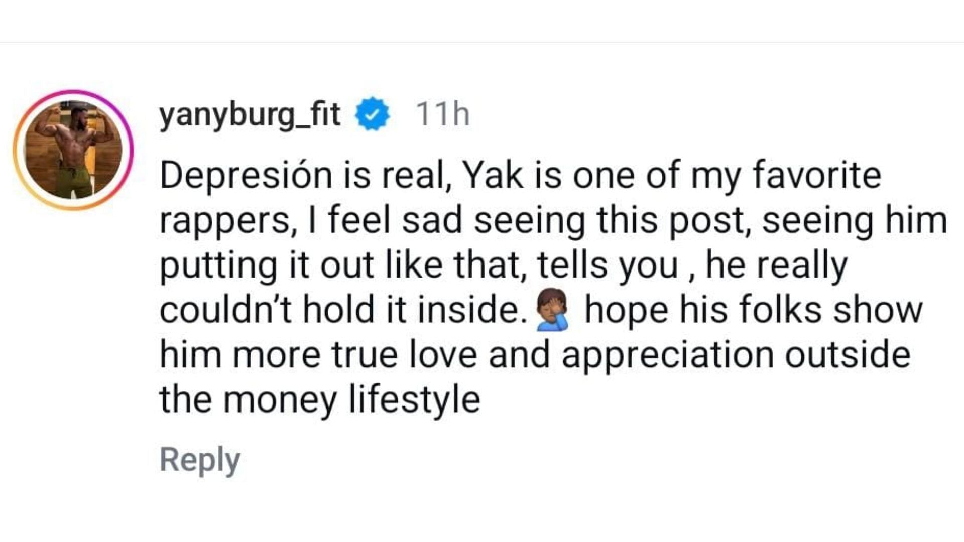 Internet reacted to Black&#039;s Instagram story (Image via Instagram / @yanyburg_fit)