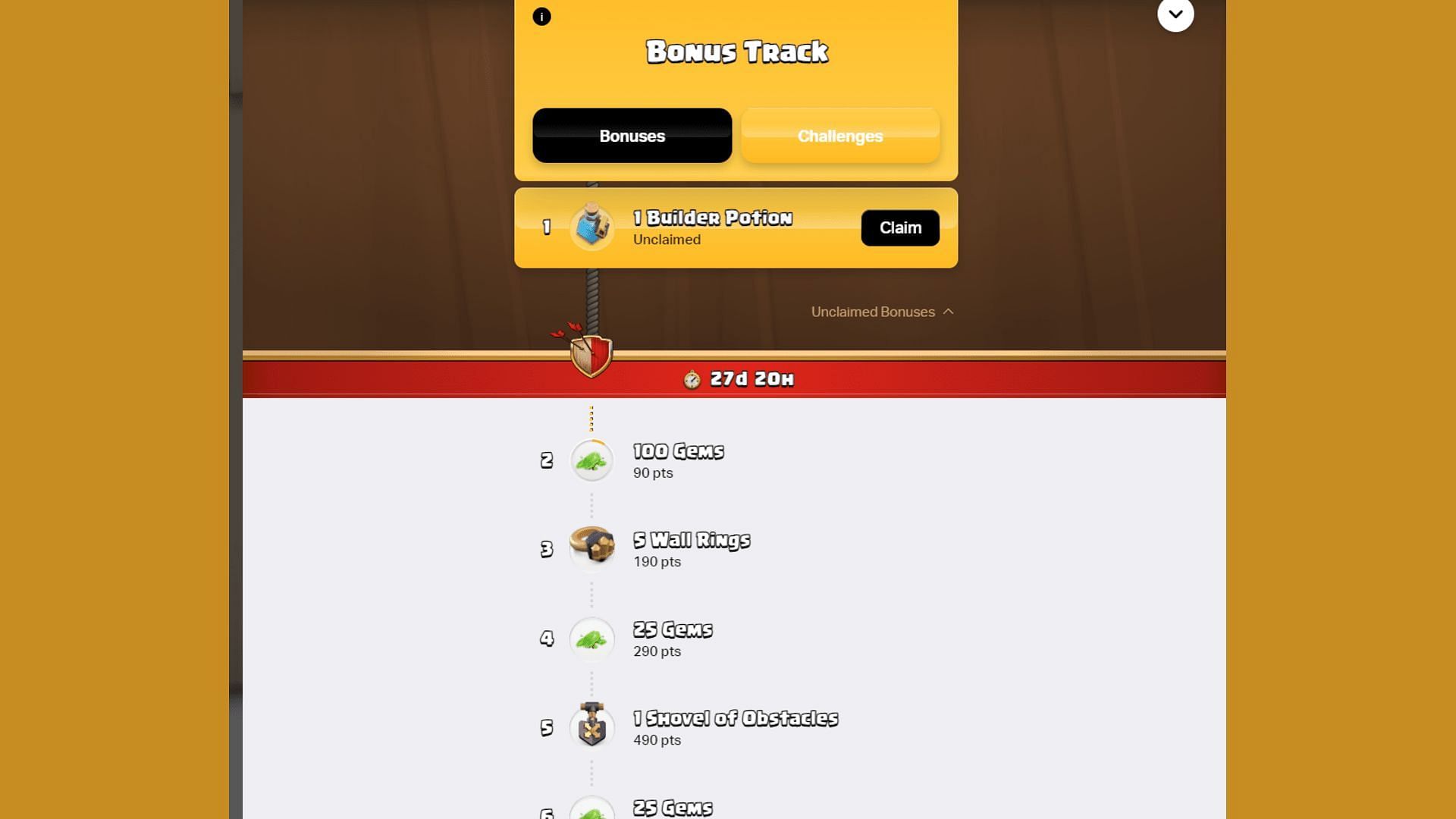 Bonus Track in Clash of Clans Store (Image via Supercell)