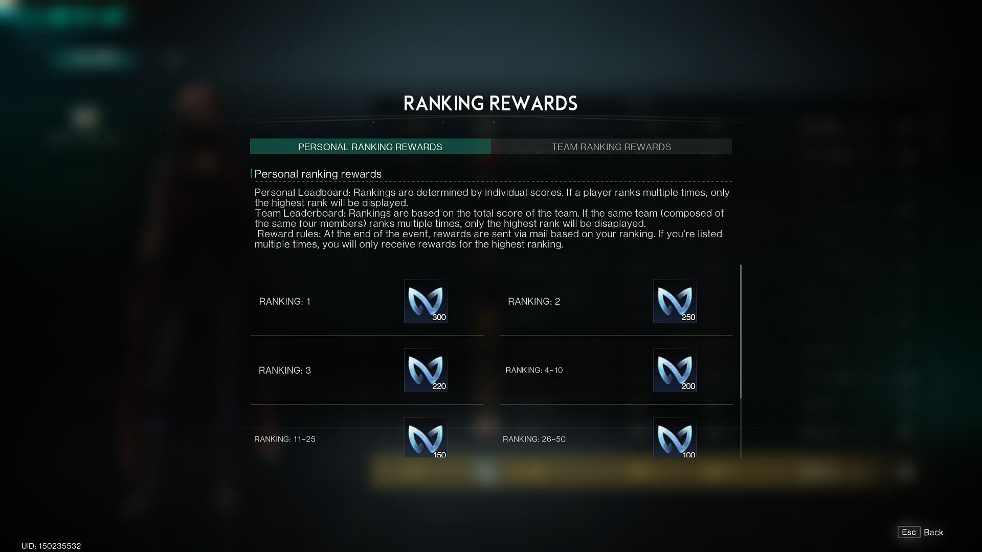 There are various rewards for different Leaderboard ranks (Image via Starry Studio)