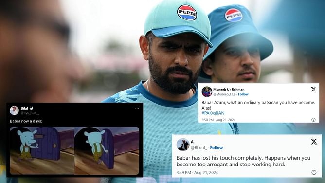 "Dobara khilao. Voh trial ball thha" - Fans troll Babar Azam following a two-ball duck in the 1st Test vs Bangladesh