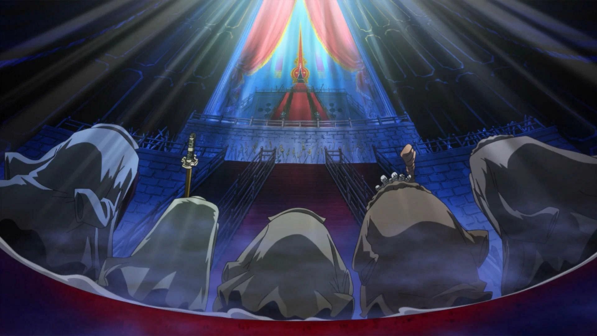 The Gorosei kneel before Imu (Image via Toei Animation)