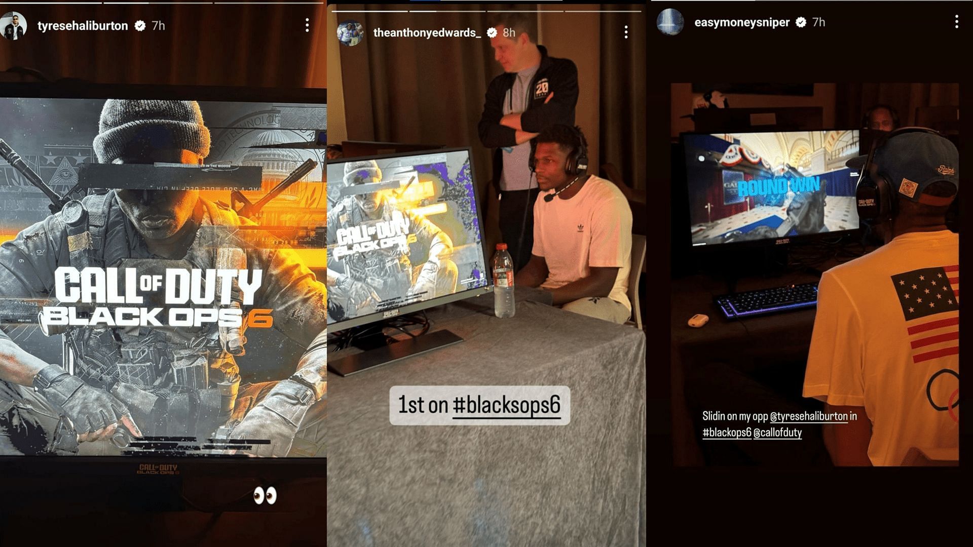 US Olympic athletes play BO6 ahead of release (Image via Instagram, @tyresehaliburton / @theanthonyedwards_/@easymoneysniper)