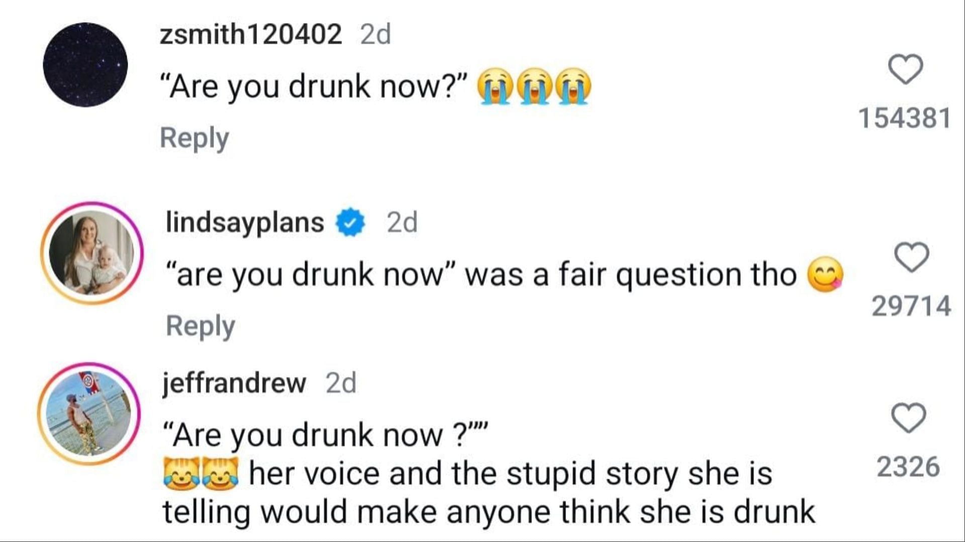 Netizens reacted to Siwa and Althoff&#039;s interview (Image via Instagram / zsmith120402 / @lindsayplans / @jeffrandrew)