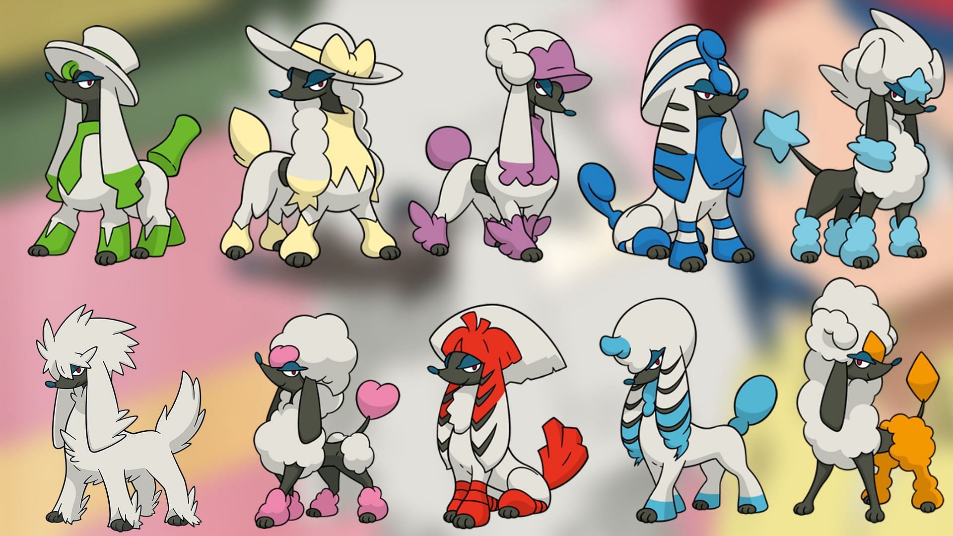 All of Furfrou&#039;s trims including its Natural form (Image via The Pokemon Company)