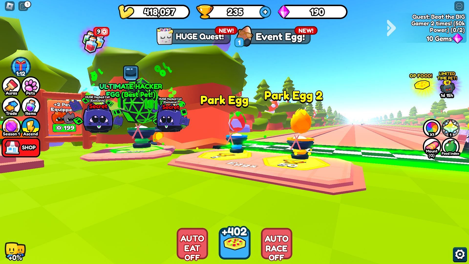 Hatch eggs using Wins (Image via Roblox)