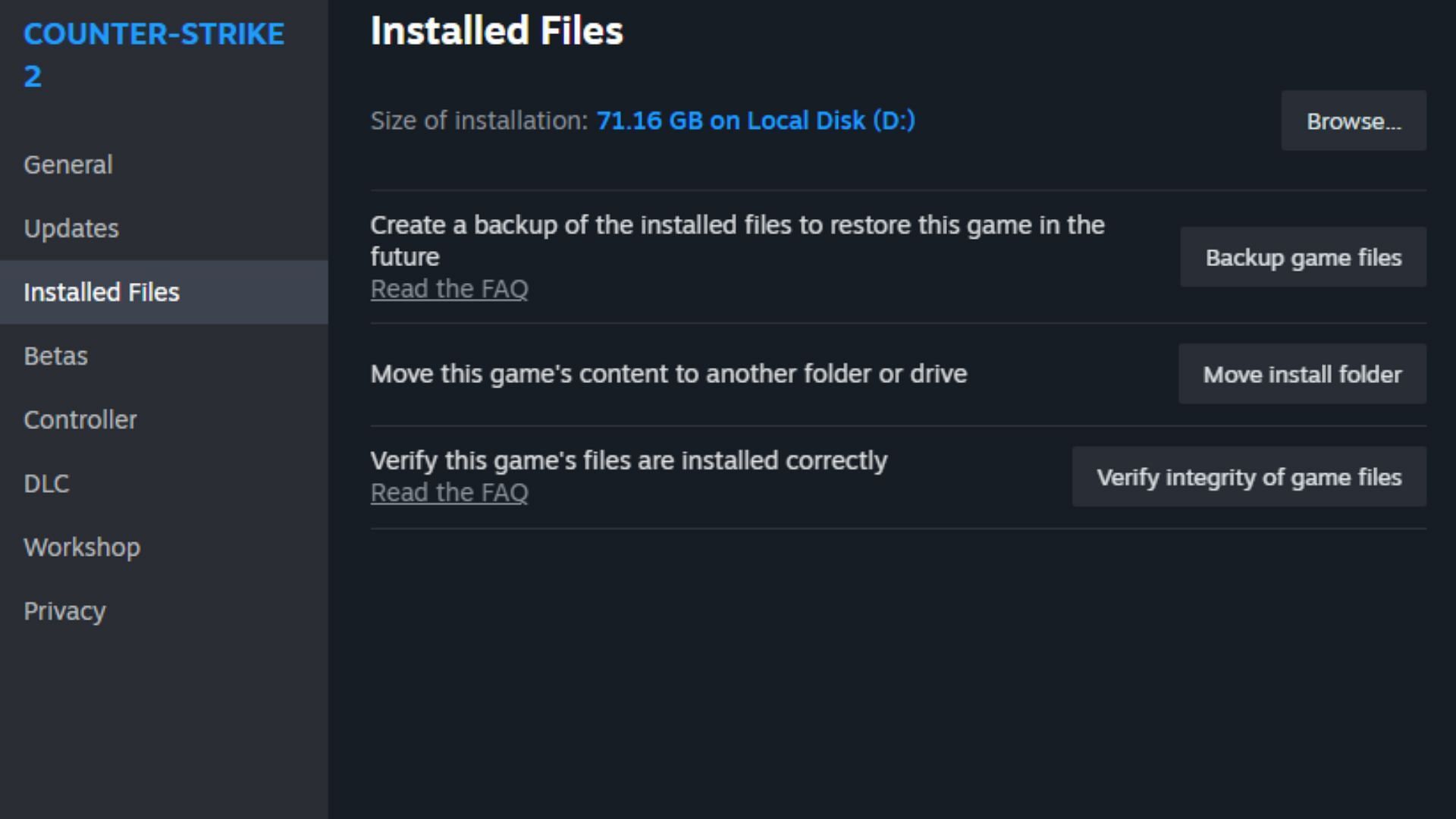 Perform an integrity check of CS2 files (Image via Steam)