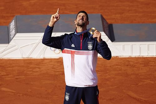 Novak Djokovic with the gold medal at the Olympic Games, Paris 2024 (IMAGE: GETTY)