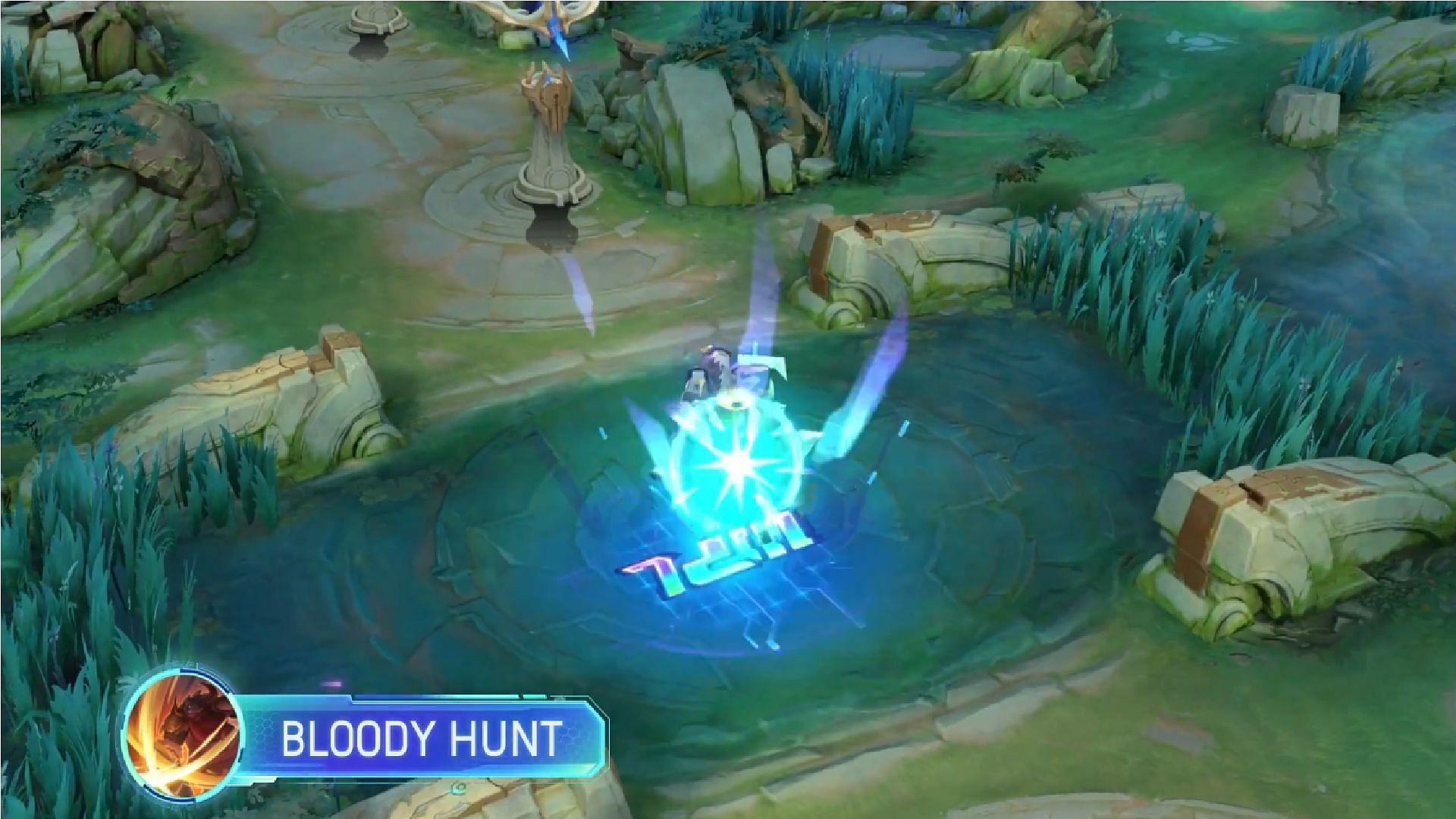 The final slam of his hammer during the Bloody Hunt skill makes the &quot;MPL&quot; letters appear (Image via Moonton Games)