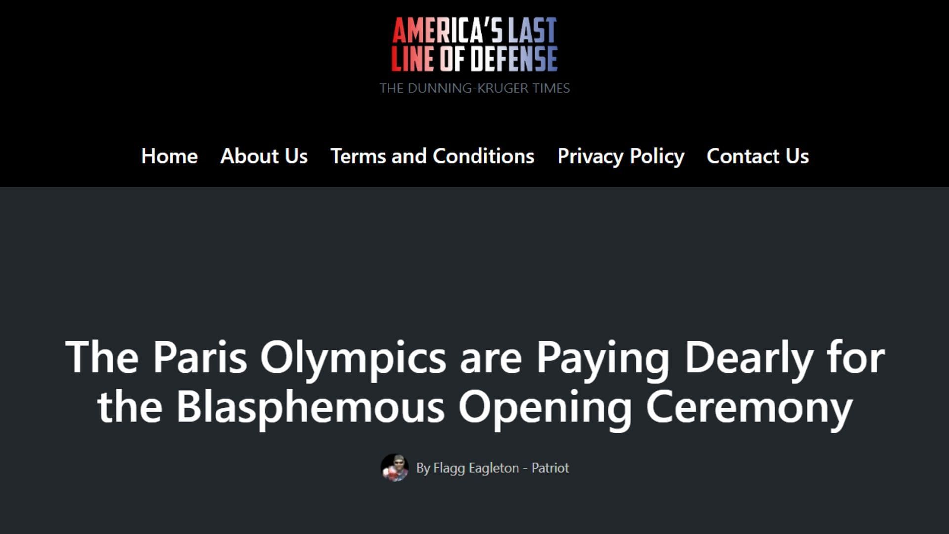 A glimpse at the rumored article regarding Paris Olympics viewership. (Image via The Dunning-Kruger Times)