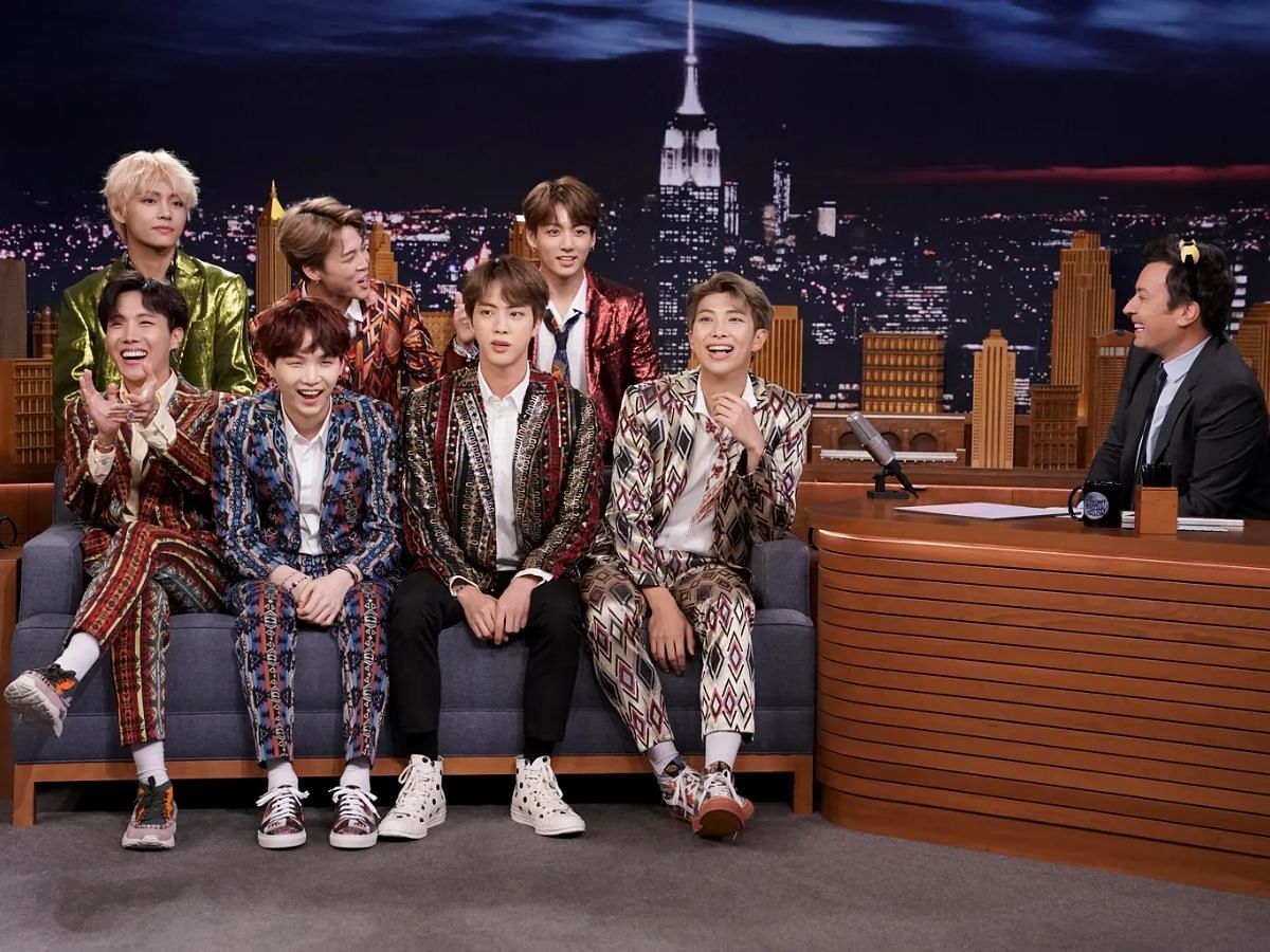 BTS on The Tonight Show (Image via YouTube/The Tonight Show Starring Jimmy Fallon)