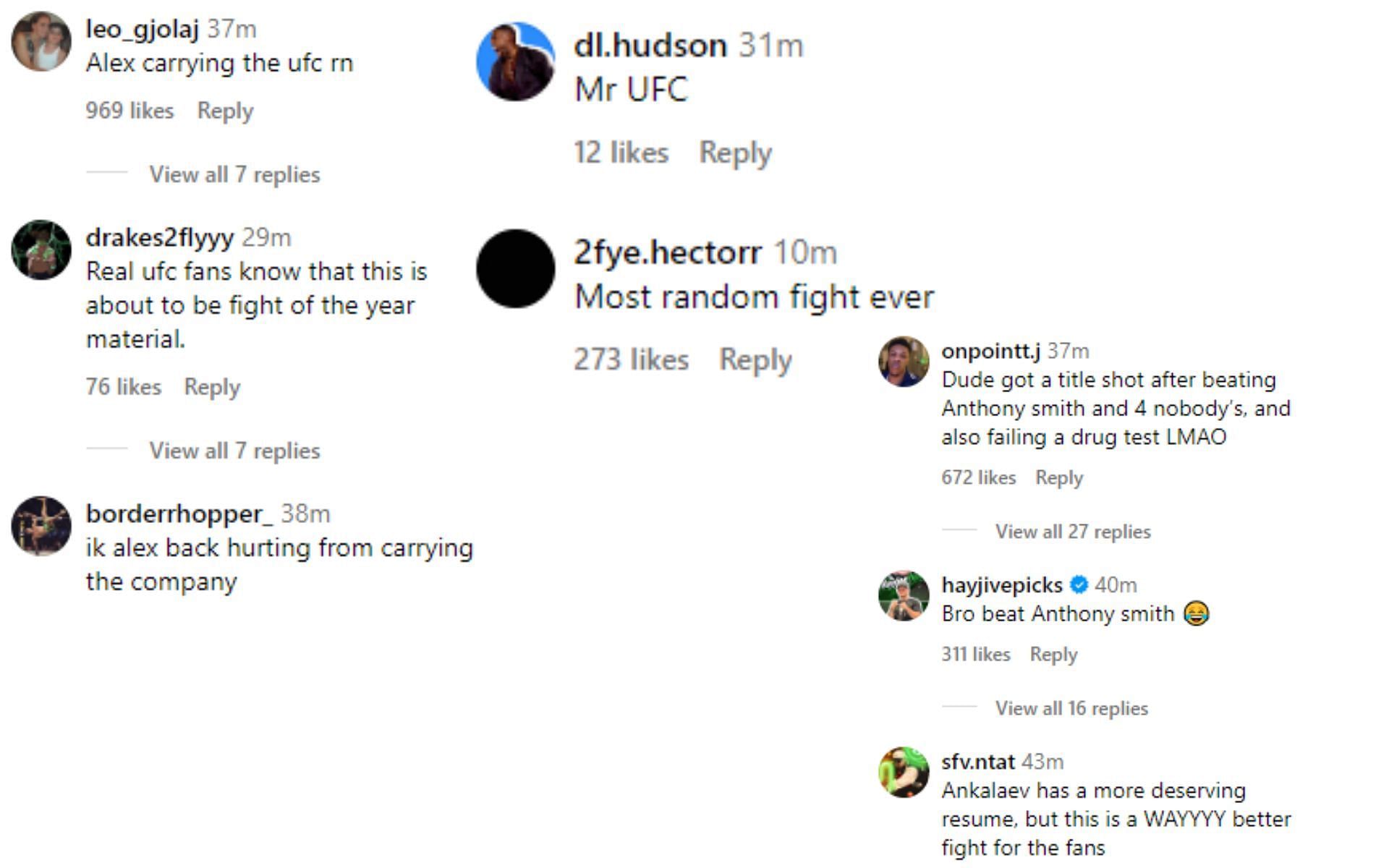 [Images Courtesy: @espnmma comment section on Instagram]