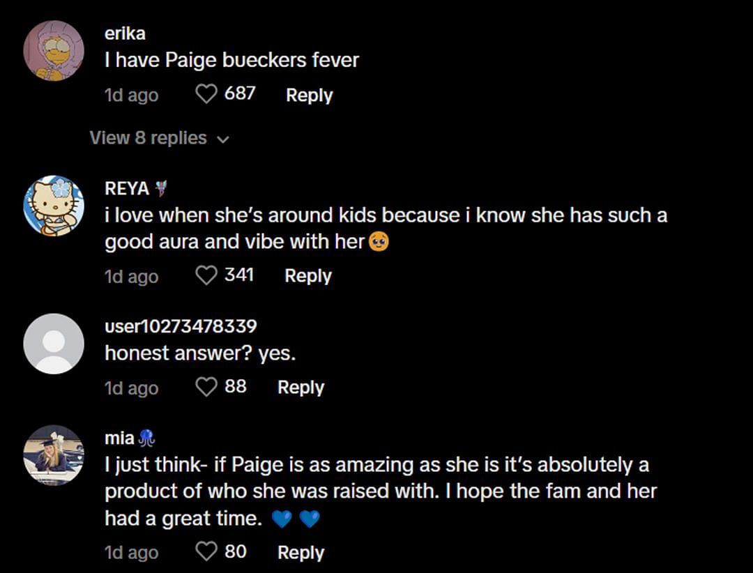 Fans comment on TikTok (Credit: @paigebueckersupdates)