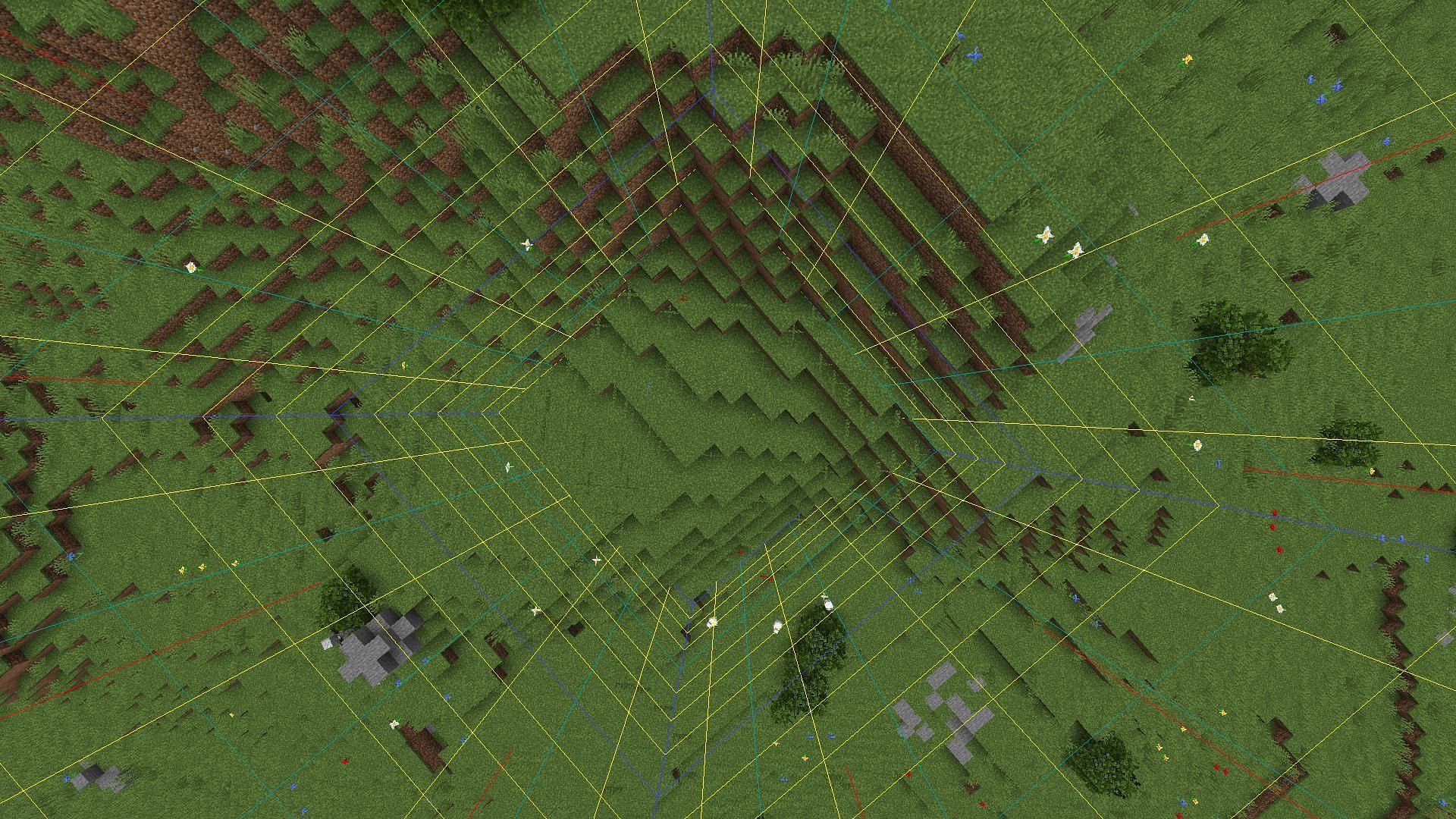 Chunk borders set to show (Image via Mojang Studios)