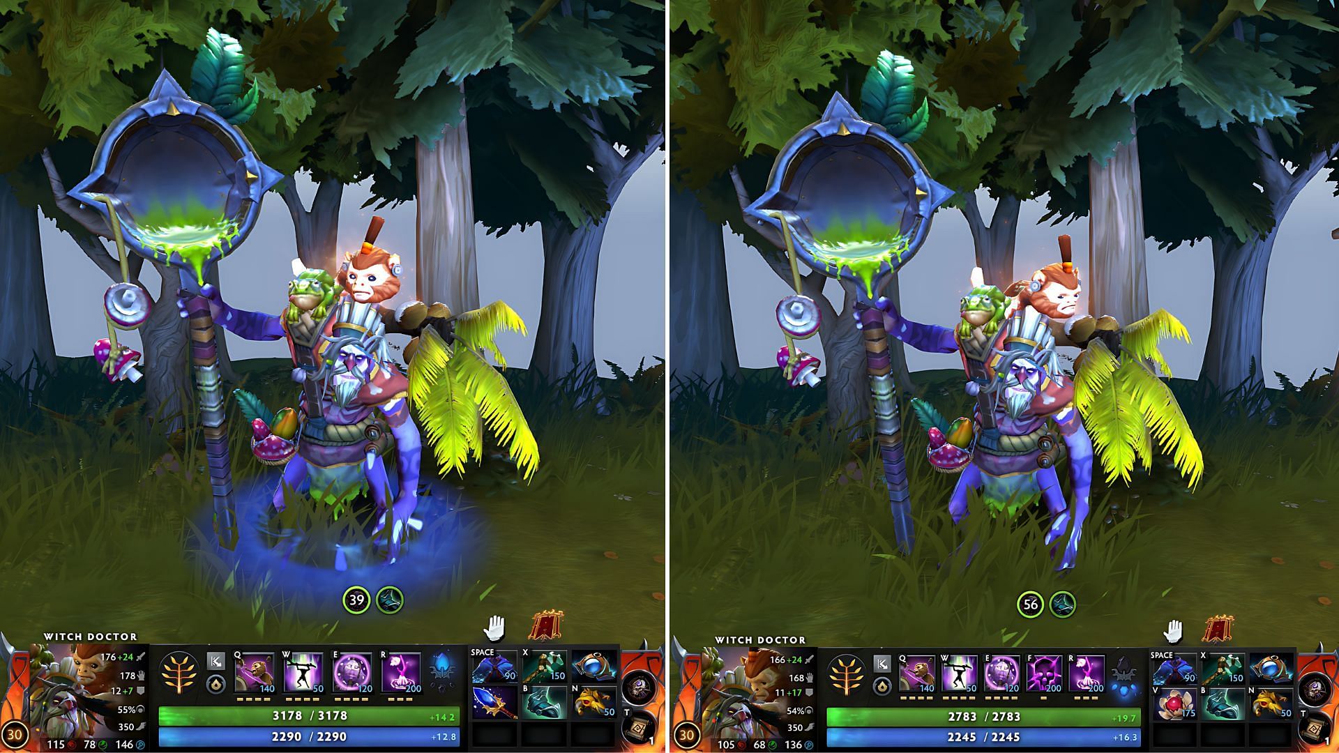 Witch Doctor&#039;s position 4 and 5 builds (Image via Valve)