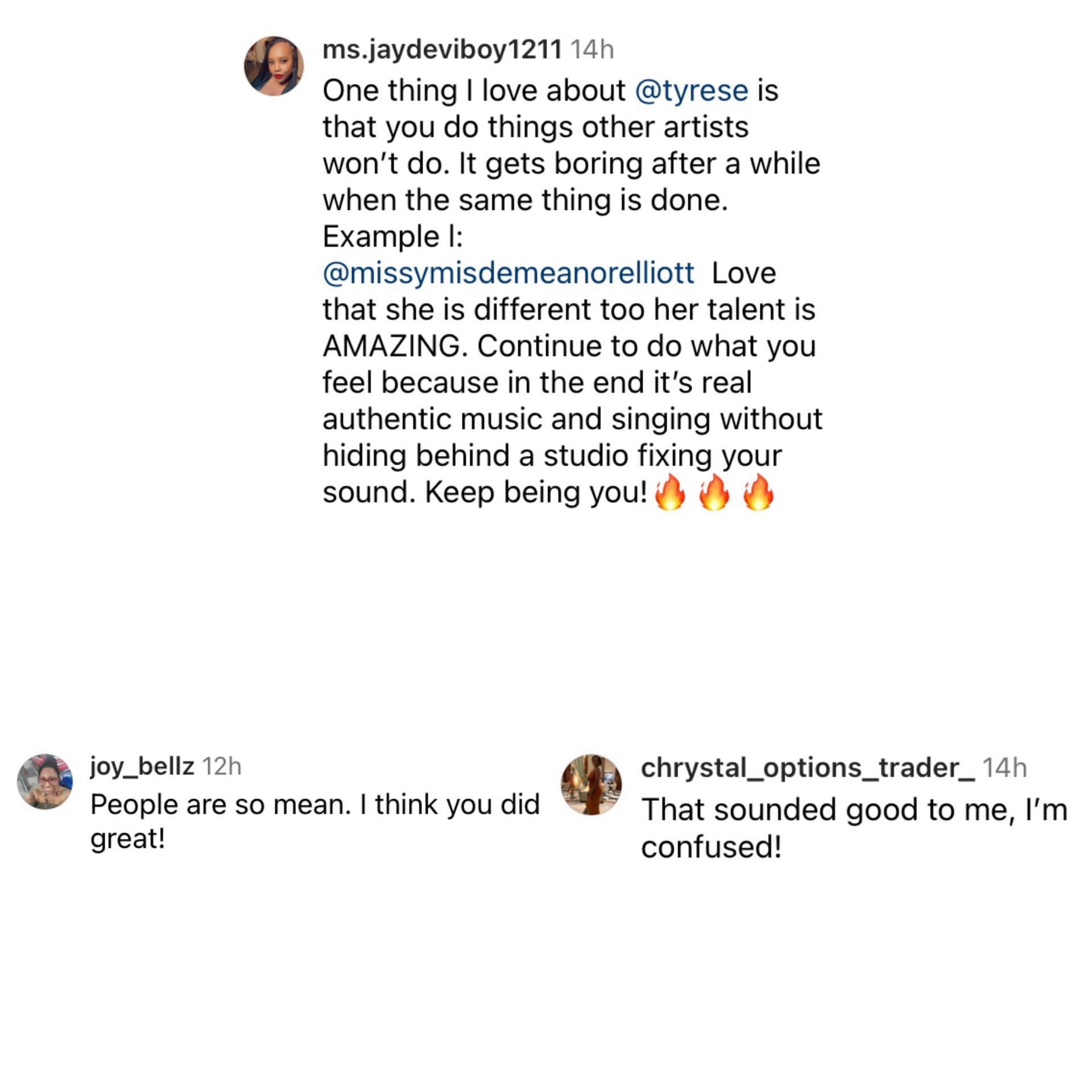 Comments on Gibson&#039;s Instagram post (Image via @tyrese/Instagram)