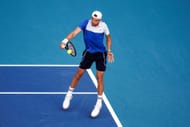 Grigor Dimitrov hitting his signature single-handed backhand at Miami Open 2024 (Getty Images)