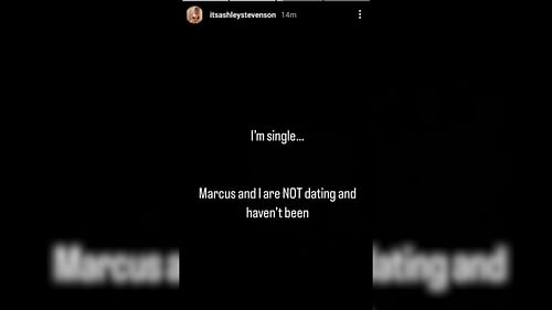 Ashley Stevenson says she's single and hasn't been dating Marcus Jordan