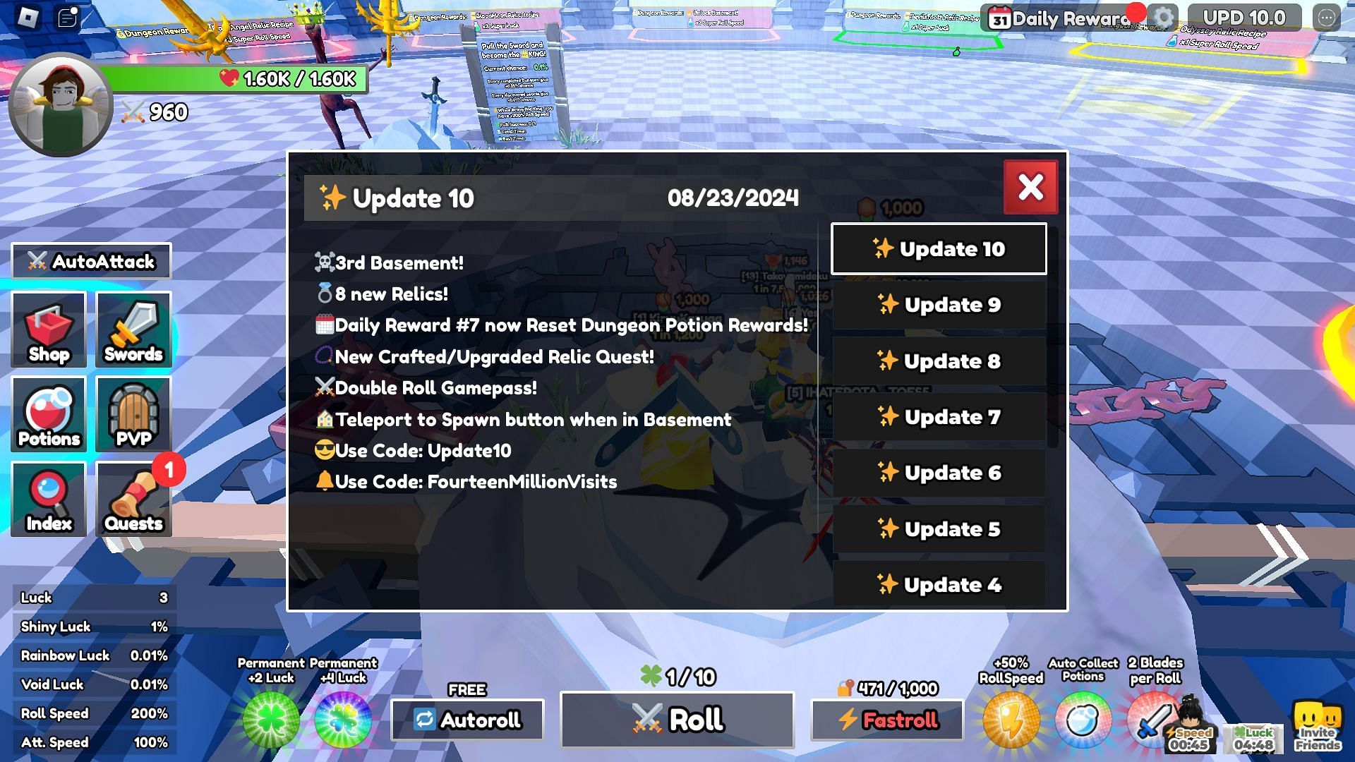 In-game update log (Image via Roblox)