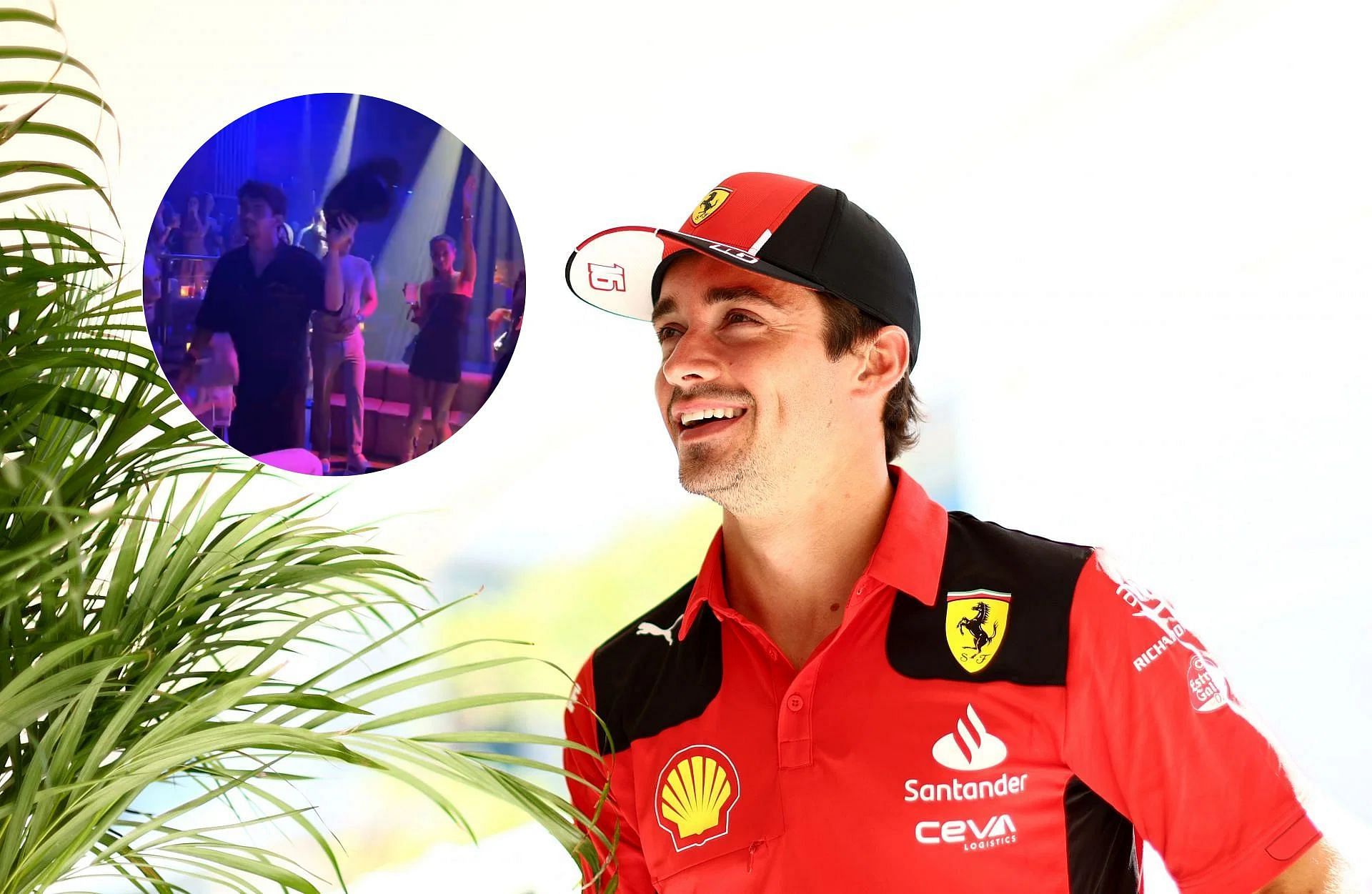 Charles Leclerc spotted dancing on a club during F1 summer break (Image via Getty || X/@leclercsixteen)