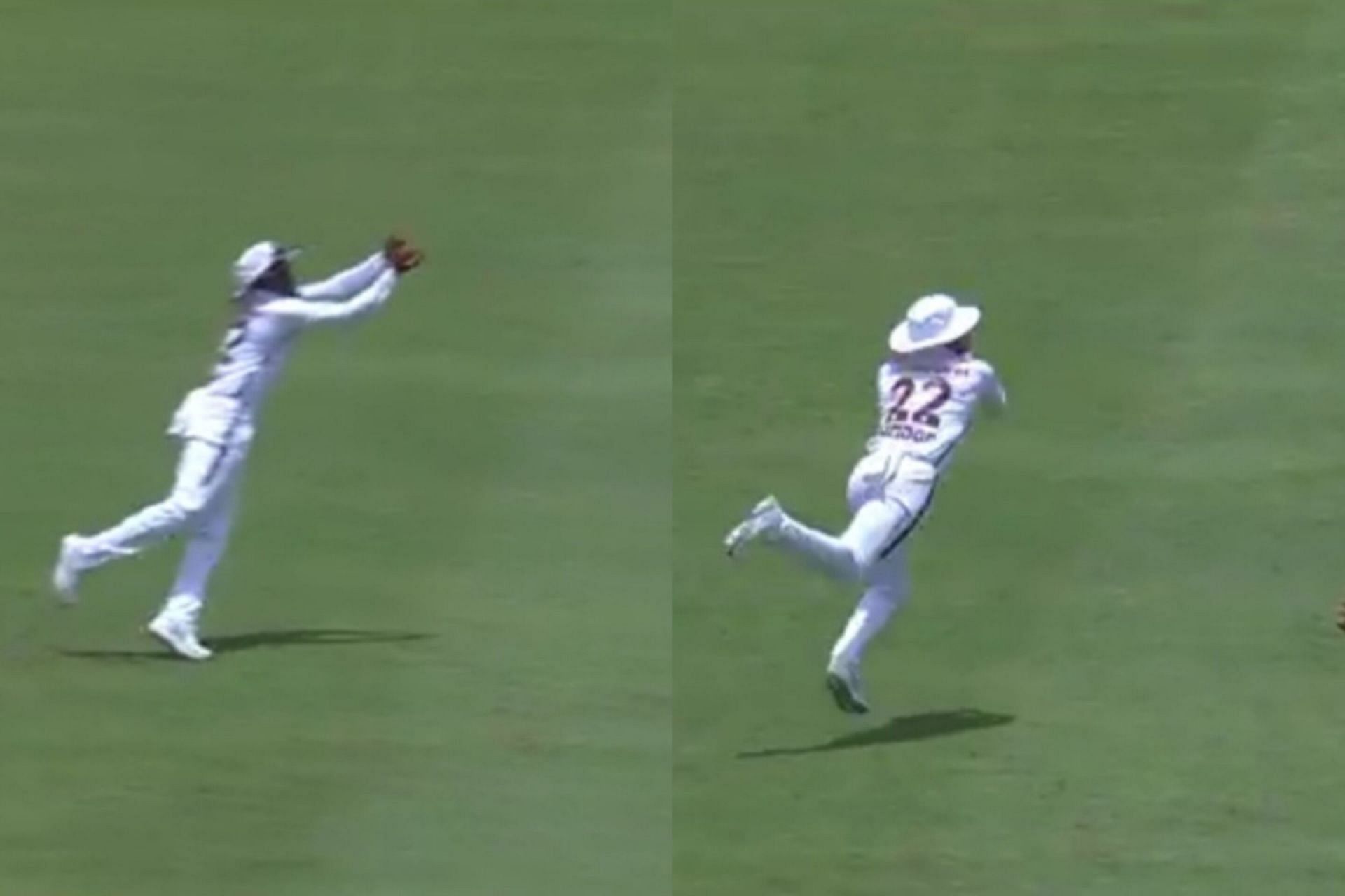  Kavem Hodge takes a brilliant catch to dismiss Tristan Stubbs (Image via X/@windiescricket)