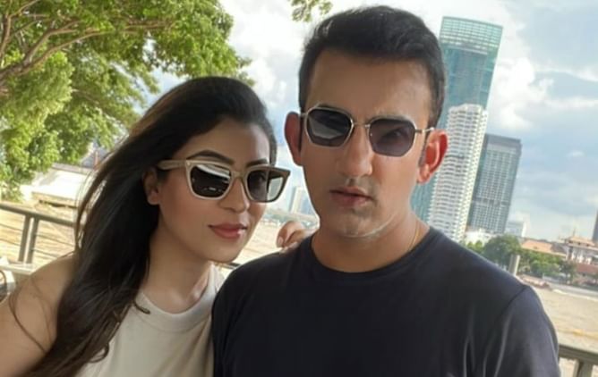 "Shades on, worries gone" - Gautam Gambhir poses for a picture with his wife during vacation