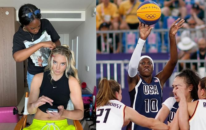 UConn star Paige Bueckers cheers for Team USA 3x3 hooper Rhyne Howard's awe-worthy winning shot against Canada