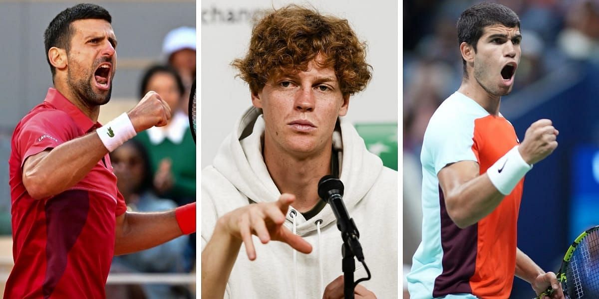 Novak Djokovic (L), Jannik Sinner (M), Carlos Alcaraz (R) (Image source: GETTY)