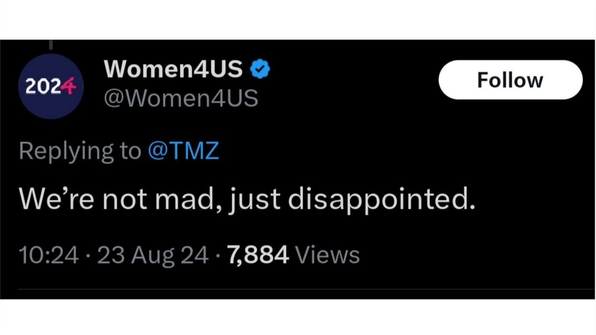 A user reacted to TMZ&#039;s reporting about Beyonc&eacute;&#039;s alleged performance, (Image via @Women4US/X)