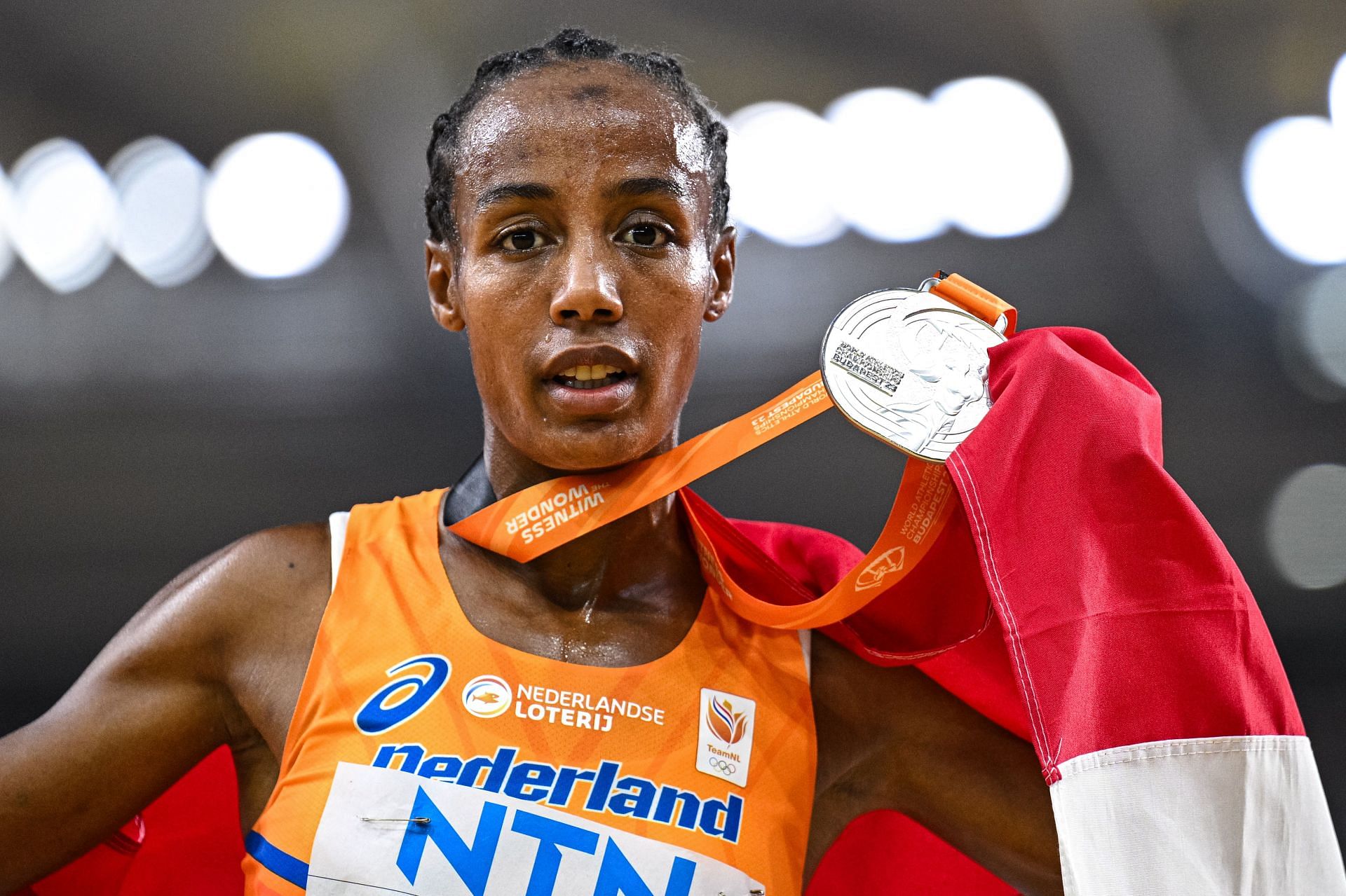 Sifan Hassan after winning the silver medal on Day 8 - World Athletics Championships Budapest 2023 - Source: Getty Images