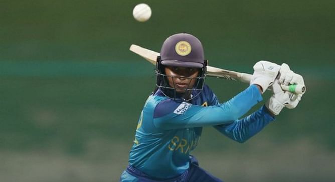 [Watch] 18-year-old Vishmi Gunaratne hits a boundary to become only second Sri Lanka batter to reach 100 in women's limited-overs games