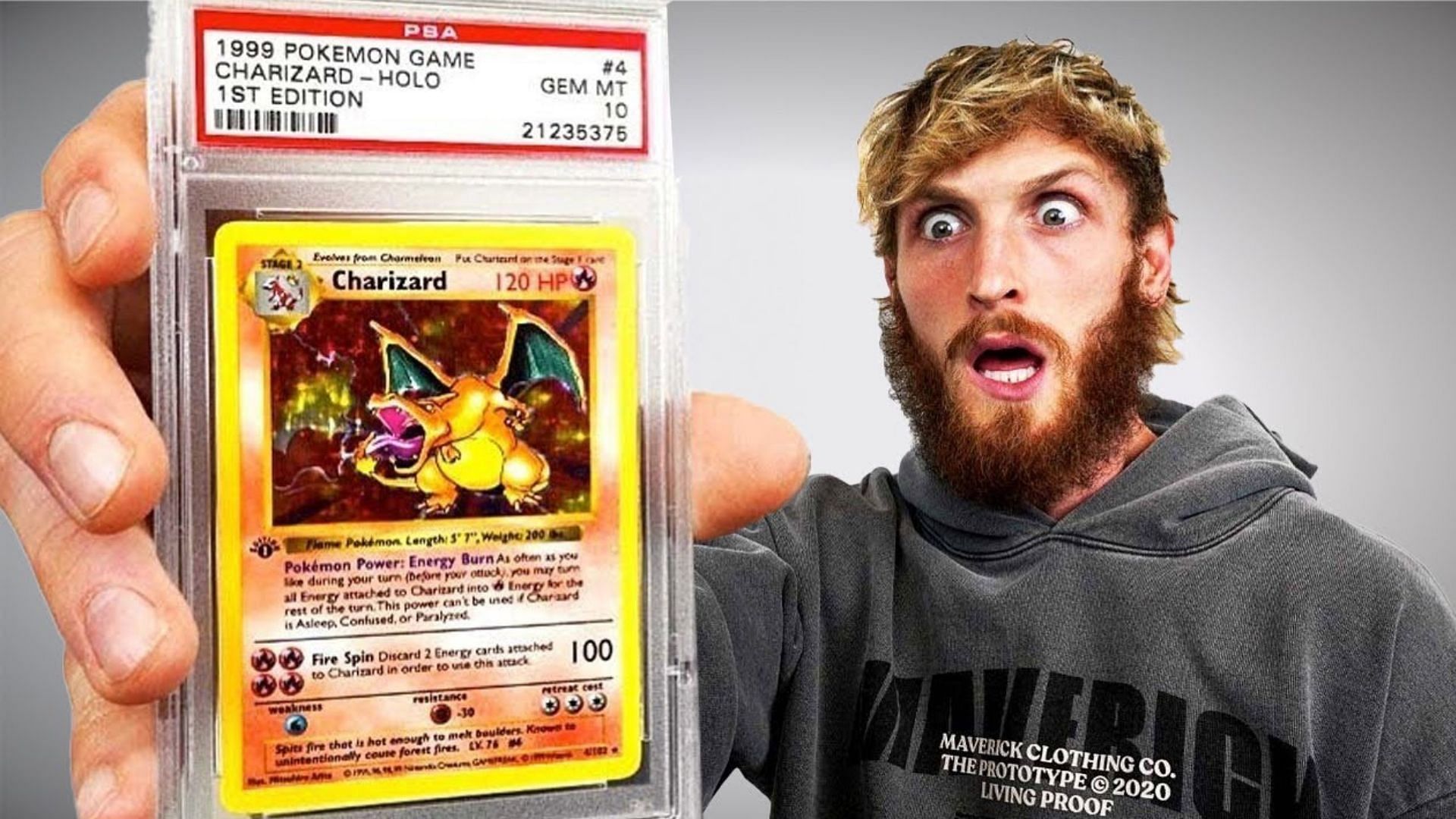 YouTuber Logan Paul spent about $150,000 on a rare Charizard card (Image via Logan Paul/YouTube)