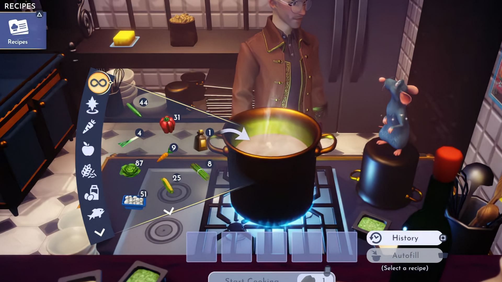 Head to a Cooking Pot to prepare Gazpacho (Image via Gameloft || YouTube@Greymane Gaming)