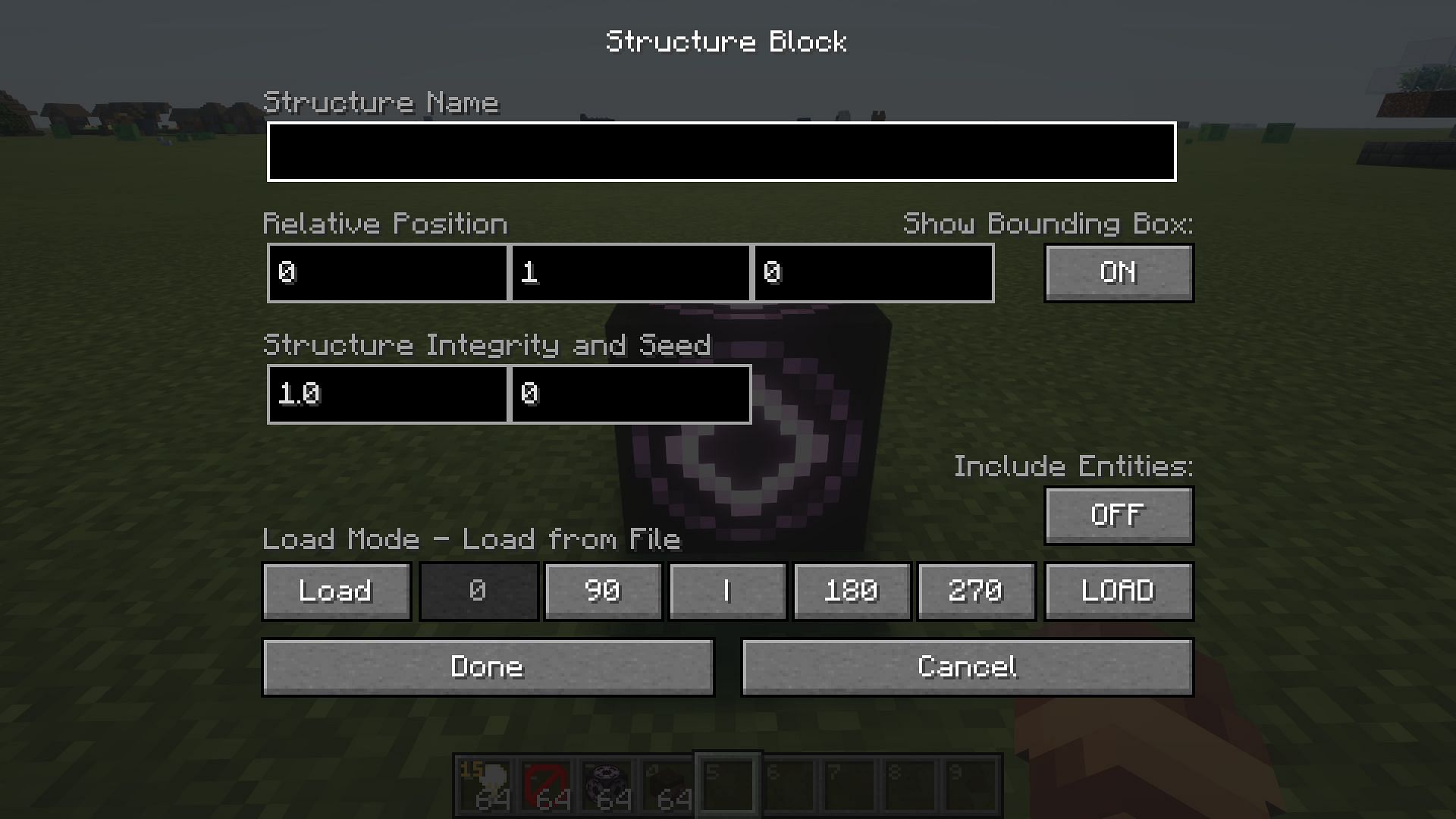 The structure block&#039;s UI (Image via Mojang Studios)