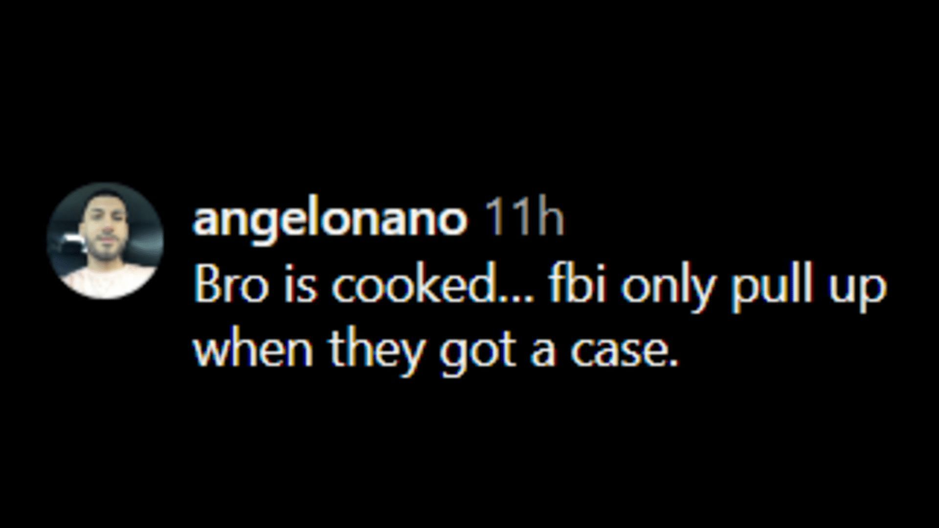 A social media user comments on Dlow&#039;s alleged arrest and property raid. (Image via Instagram/ angelonano)