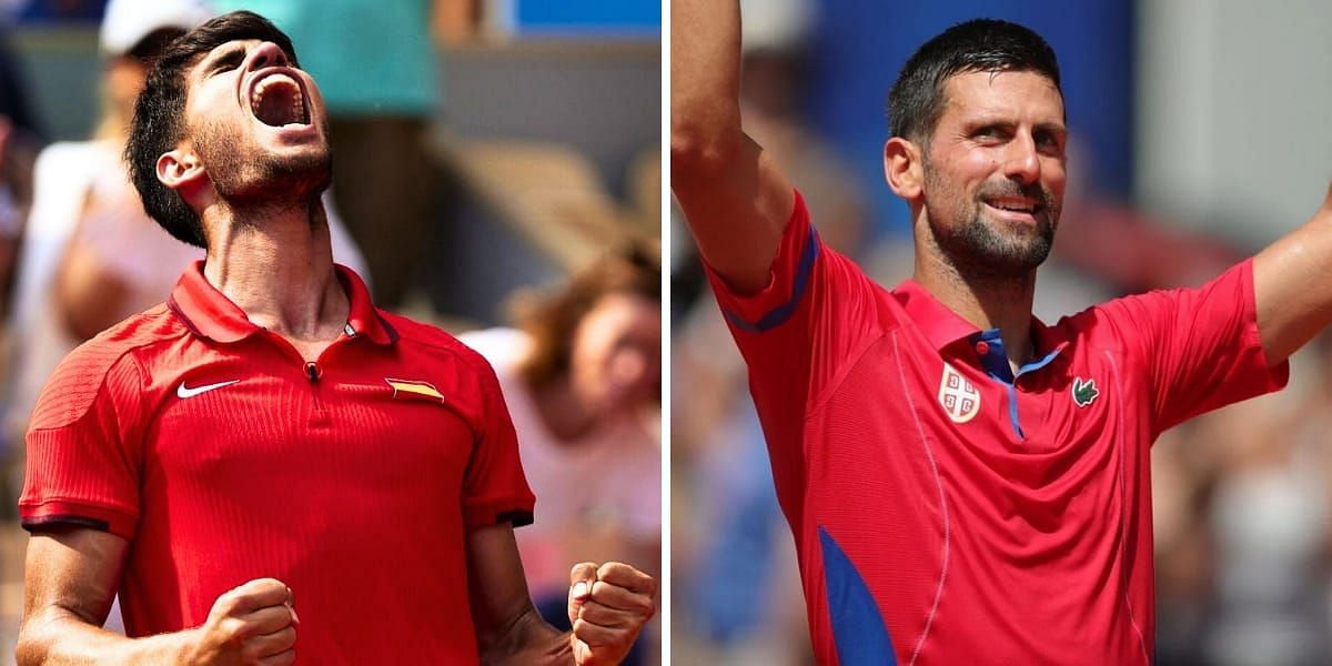 Carlos Alcaraz (L) &amp; Novak Djokovic (R) (Image source: GETTY)