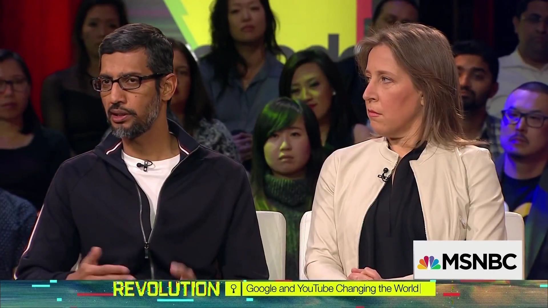 Sundar and Susan addressing female empowerment on YouTube in an MSNBC interview back in 2018 (Image via MSNBC/YouTube)