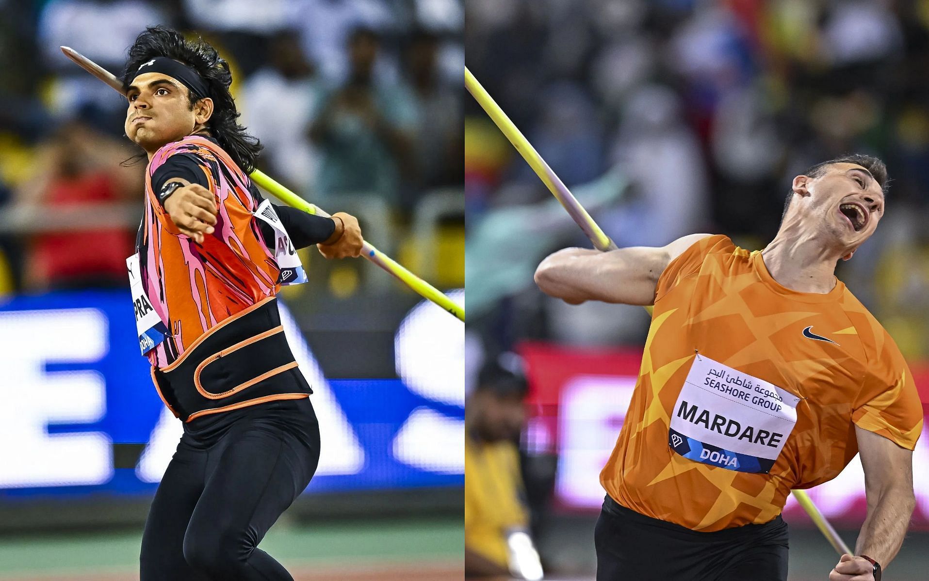 Neeraj Chopra has a clean 14-0 head to head record against Andrian Mardare. (Images via Getty)