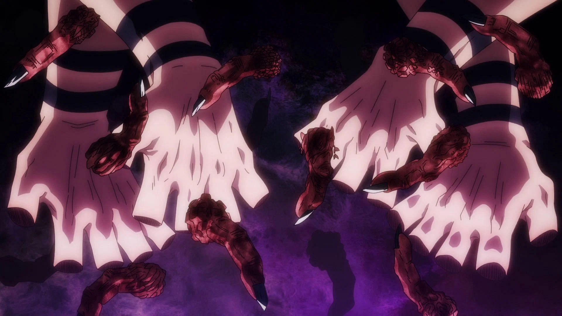 Ryomen Sukuna&#039;s fingers, as seen in the anime (image via MAPPA)