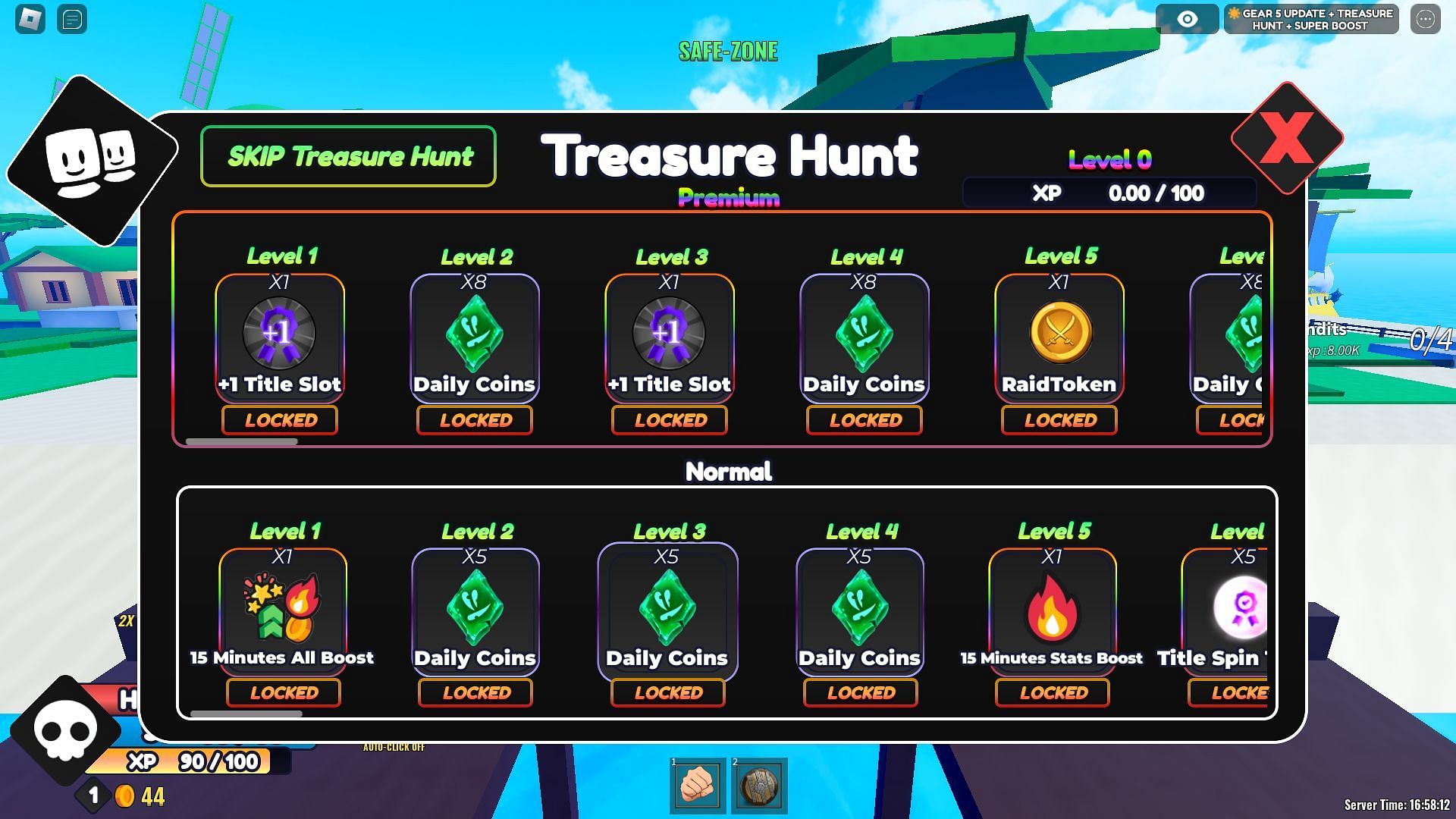 The Treasure Hunt battle pass (Image via Roblox)