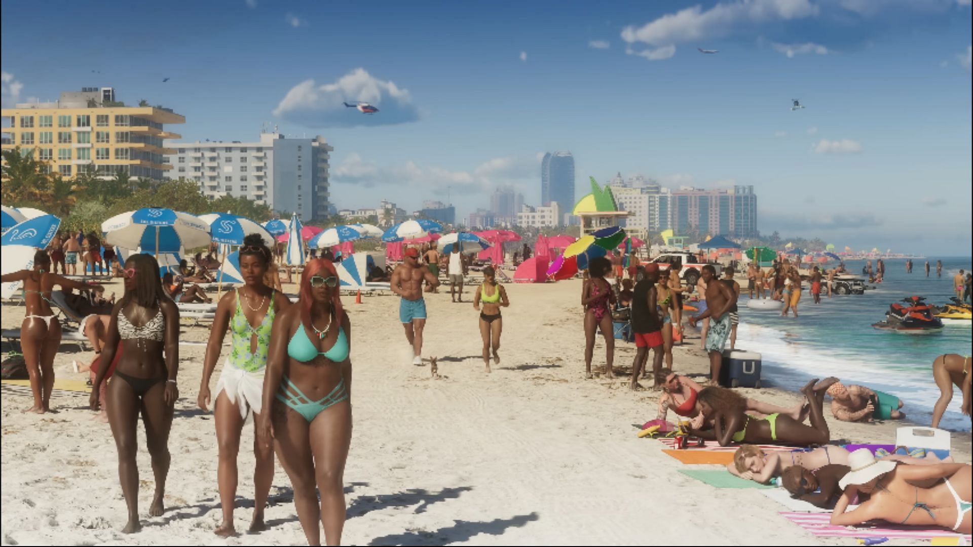 Grand Theft Auto 6&#039;s NPCs at the beach in Vice City (Image via Rockstar Games)