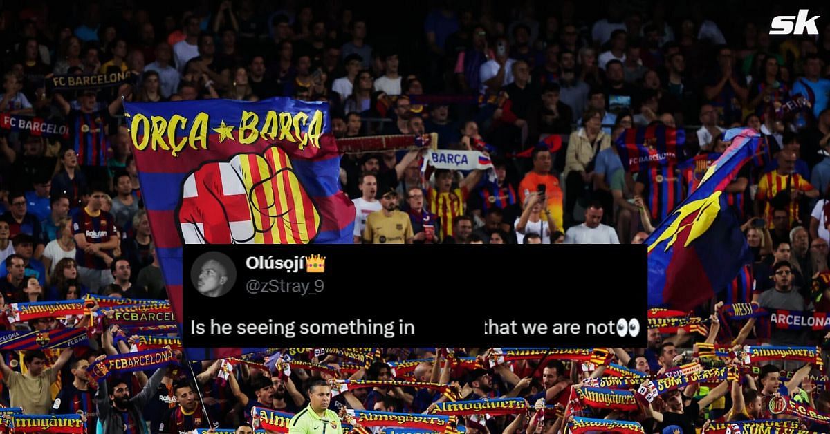 Barcelona fans (Image via Getty and X - @zStray_9)