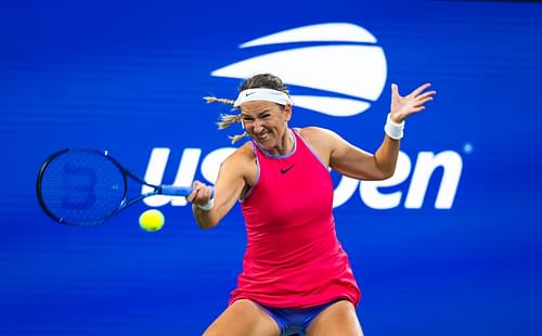 Victoria Azarenka in action at the 2024 US Open (Source: Getty)