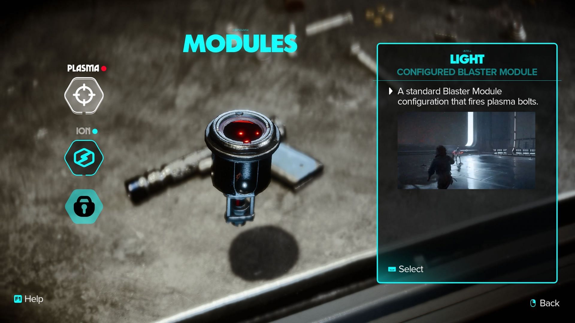 There are three modules for your Blaster in Star Wars Outlaws (Image via Ubisoft)