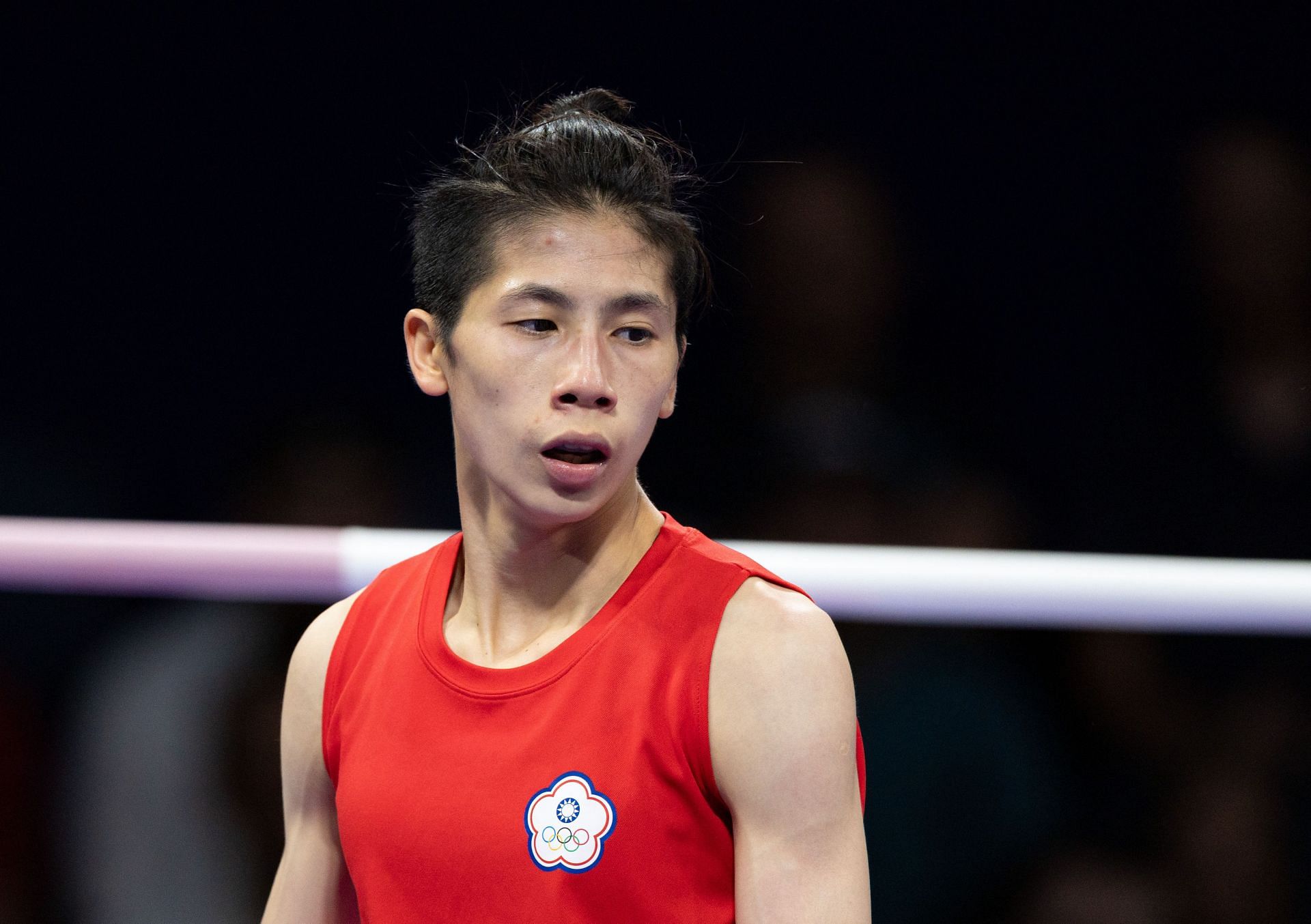 Lin Yu-ting competes against Sitora Turdibekova during the Women&#039;s 57kg preliminary round 16 match at the Olympic Games 2024 in Paris, France. (Photo via Getty Images)