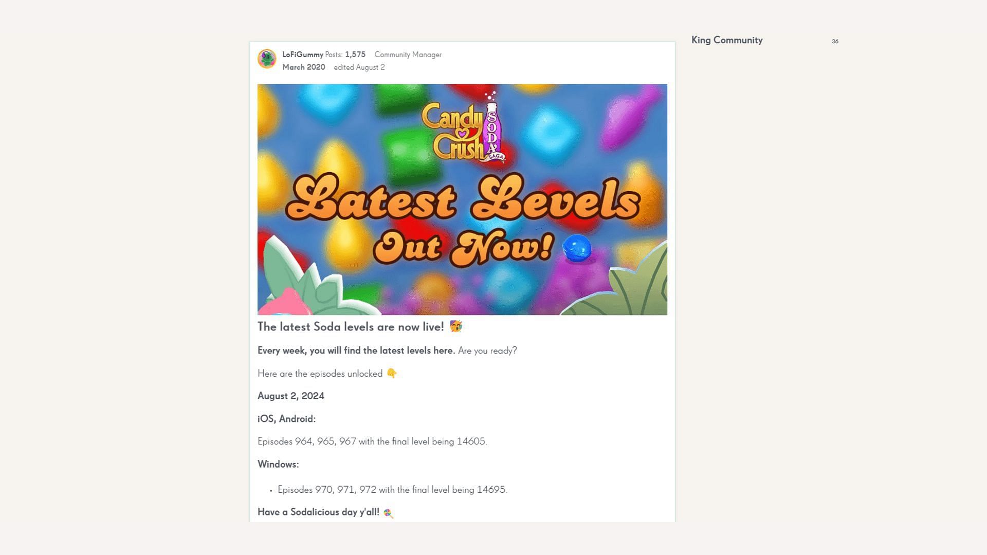 According to the official website, there are over 14000 levels in Candy Crush Soda (Image via King)