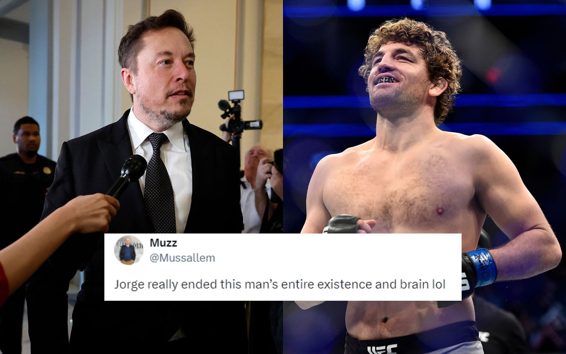 Elon Musk (left) has received words of high praise from Ben Askren (right) [Images courtesy: Getty Images and @Mussallem on X]