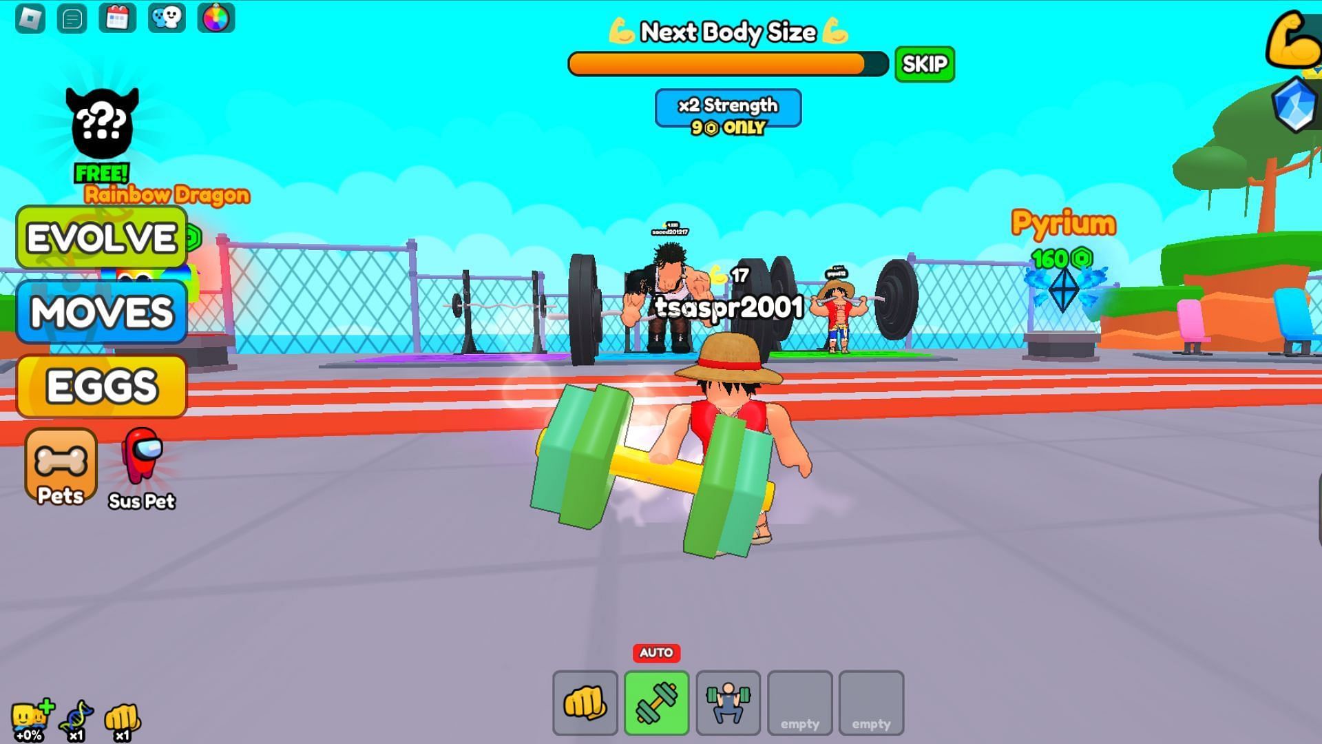 Train your muscles to gain strength (Image via Roblox)