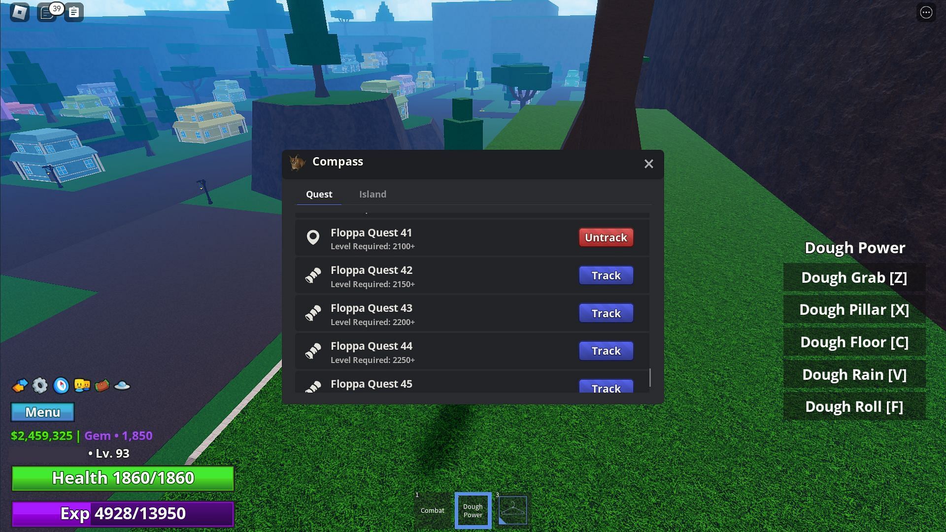 The Quest tracker screen (Image via Roblox)