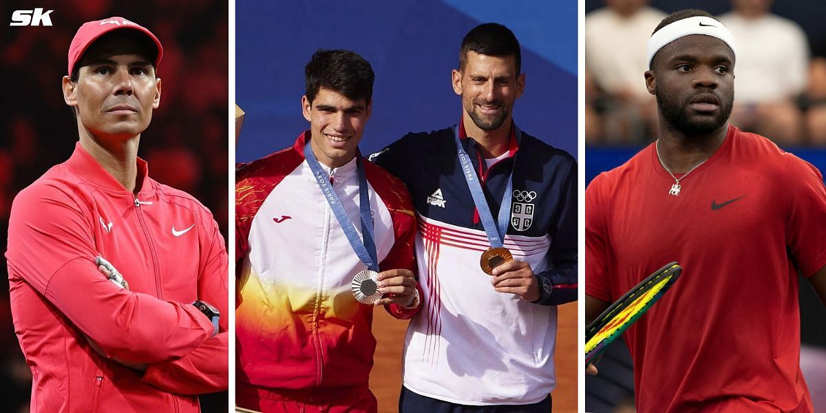 (Left to Right) Rafael Nadal, Carlos Alcaraz, Novak Djokovic, Frances Tiafoe (Source: Getty Images)